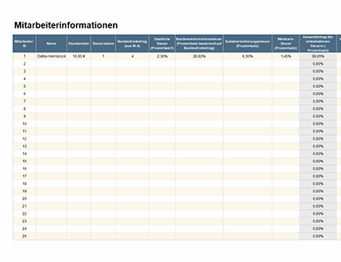Arbeitszeittabelle Fur Mitarbeiter Wochentlich Monatlich Jahrlich