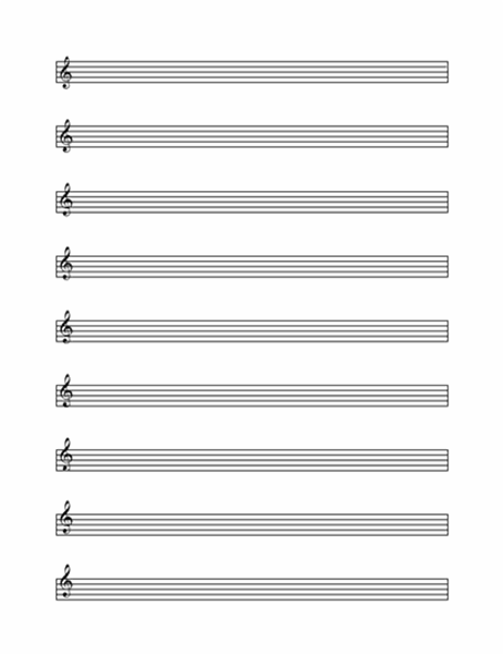 Notenpapier mit Violinschlüssel (9 Zeilen pro Seite)