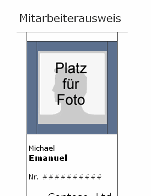 Mitarbeiterausweis Hochformat