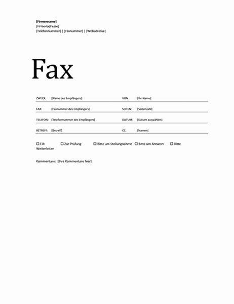 Faxdeckblatt (Professionelles Design)