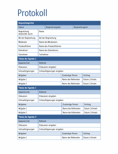 Protokoll zu einer informellen Besprechung