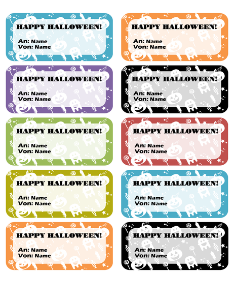 Etiketten „Halloween“ (10 pro Seite) Etiketten „Halloween“ (10 pro Seite)