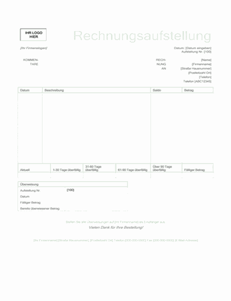 Rechnungsaufstellung (Design "Grün") Rechnungsaufstellung (Design "Grün")