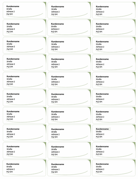 Versandetiketten (Design "Grüne Welle", 30 pro Seite) Versandetiketten (Design "Grüne Welle", 30 pro Seite)