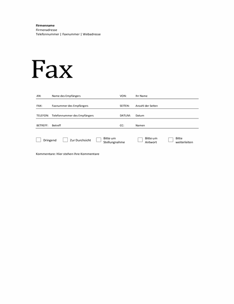 Faxdeckblatt (professionelles Design)