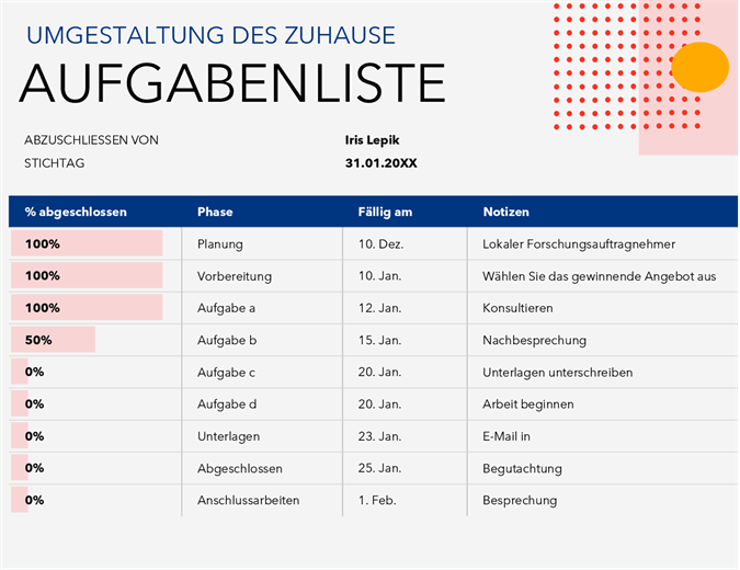 Aufgabenliste Fur Projekte