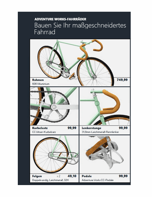 Excel 3D-Produktkatalog (Fahrradmodell)