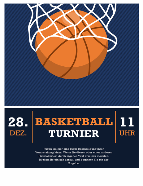 Handzettel für Basketball-Turnier
