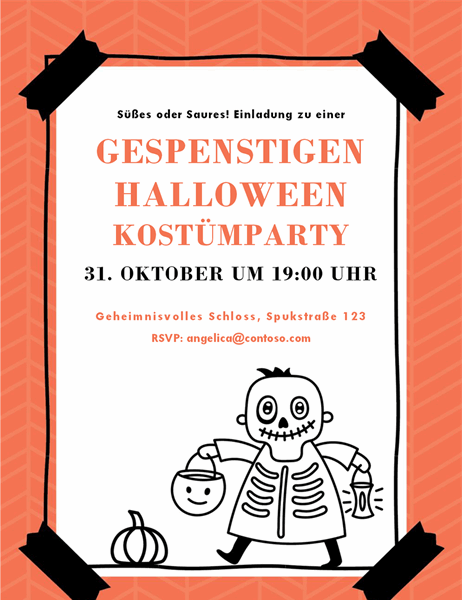Halloween-Einladung „Skelett“