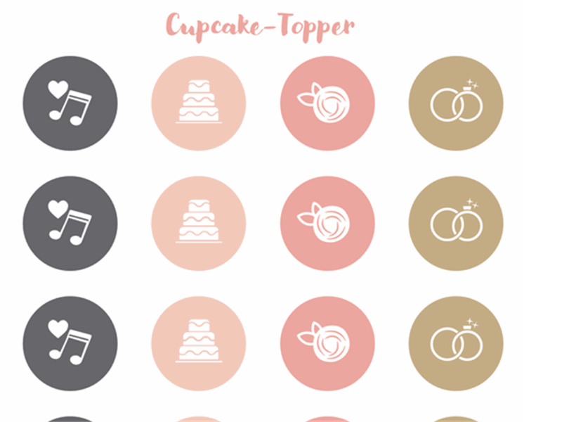 Cupcake-Toppers für die Hochzeitsparty