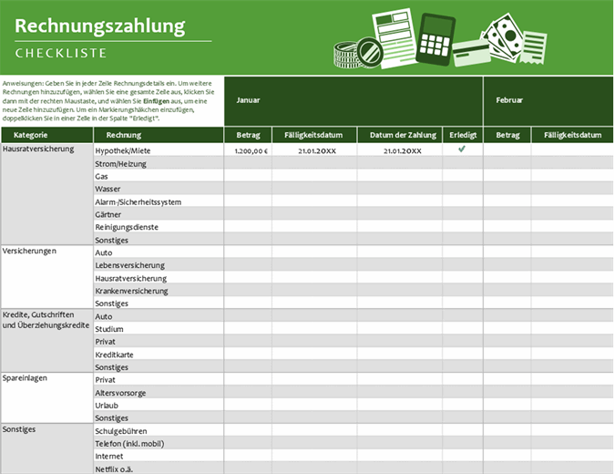 Checkliste Fur Die Bezahlung Von Rechnungen