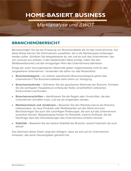 Marktanalyse und SWOT für das Heimgeschäft Marktanalyse und SWOT für das Heimgeschäft