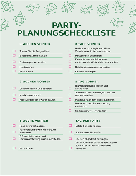 Party-Planungscheckliste Party-Planungscheckliste