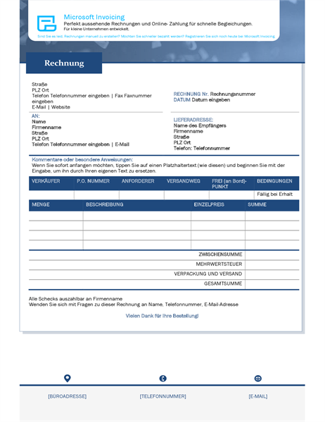 Rechnung mit Microsoft Invoicing Rechnung mit Microsoft Invoicing