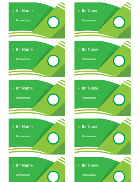 Visitenkarten(Design „Grüner Wald“, pro Seite 10 Stück)