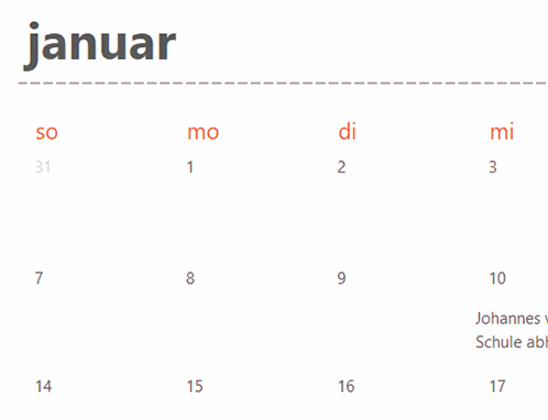 Registerkarten ewiger Kalender (weiß)