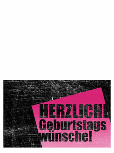 Geburtstagskarte, Hintergrund "Kratzer" (pink, schwarz, Mittelfaltung)