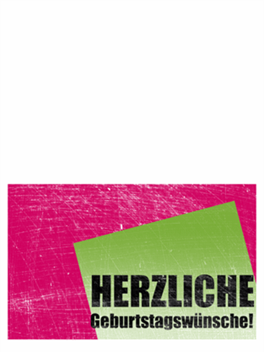 Geburtstagskarte, Hintergrund "Kratzer" (rosa, grün, Mittelfaltung)