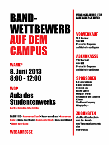 Handzettel für Studierende (Rot und Schwarz)