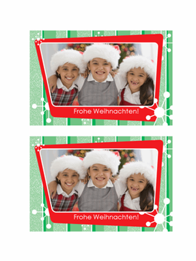 Weihnachtsfotokarte (grüne Streifen, roter Fotorahmen) Weihnachtsfotokarte (grüne Streifen, roter Fotorahmen)