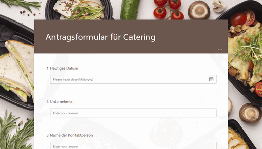Auftragsformular für Catering