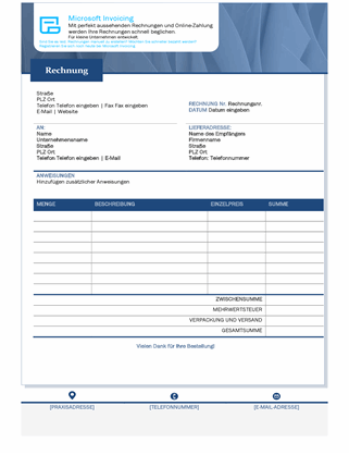 Standardverkaufsrechnung mit Microsoft Invoicing Standardverkaufsrechnung mit Microsoft Invoicing