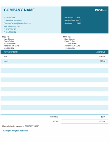 Small Lined General Invoice Business Forms 