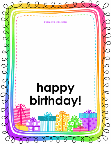 Birthday card (gifts on white background, half-fold)