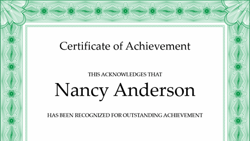 Certificate of achievement (green)