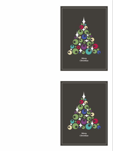 Christmas cards (tree of ornaments, 2 per page)