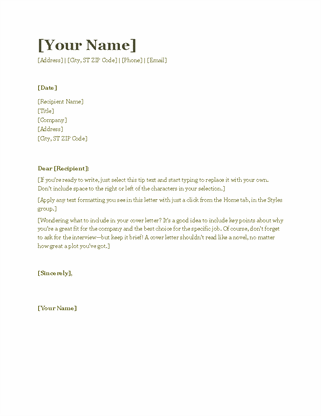 Resume Cover Letter Green