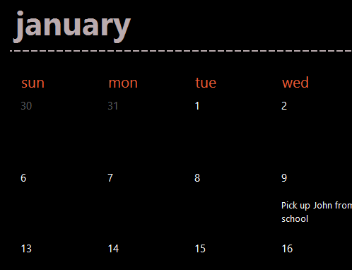 Evergreen calendar tabs (black) Evergreen calendar tabs (black)