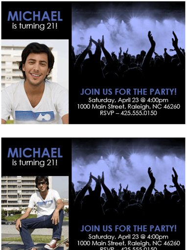 Party invitation (blue on black) Party invitation (blue on black)