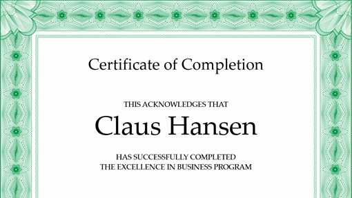 Certificate of completion (green)