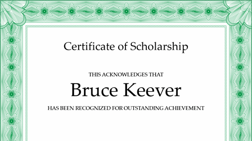 Certificate of scholarship (formal green border)