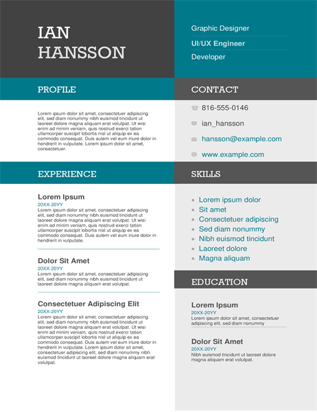 Colour block resume Colour block resume