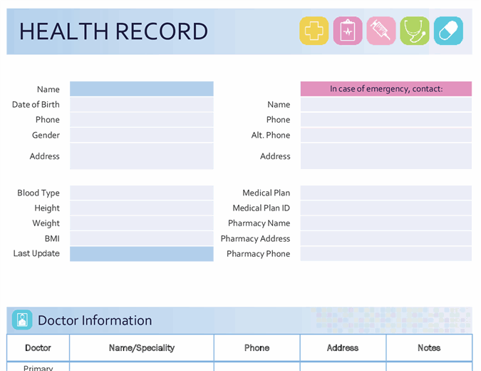 My family’s health record