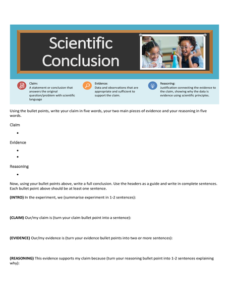 Scientific conclusion worksheet