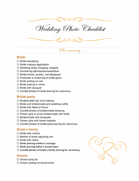 Wedding photo checklist