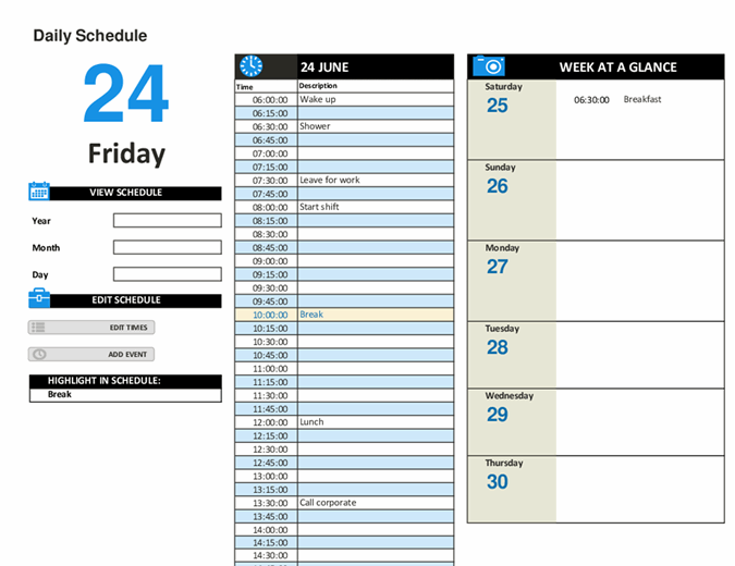 Daily Work Schedule