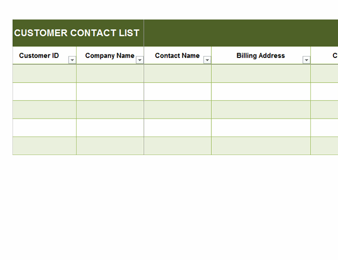 Basic customer contact list