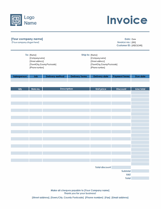 Sales Invoice (simple Blue Design)