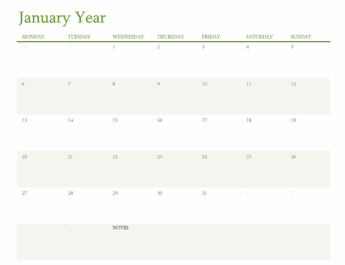 Any year calendar (1 month per tab)