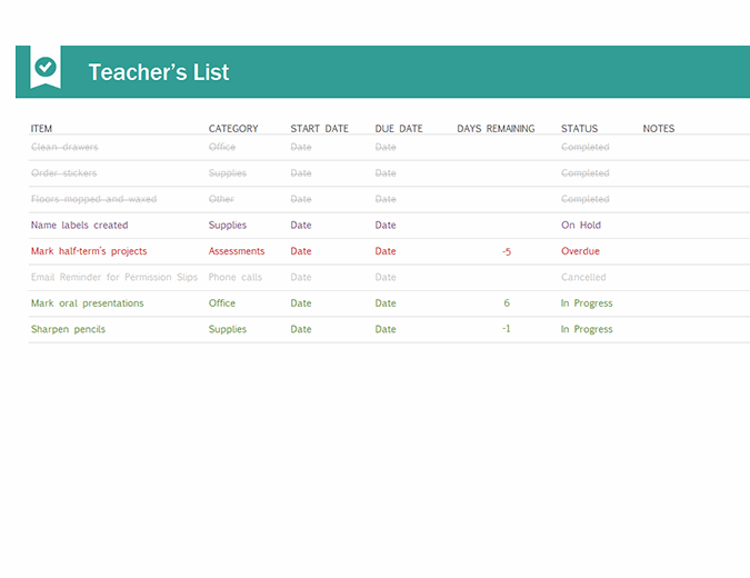 Teachers to-do list