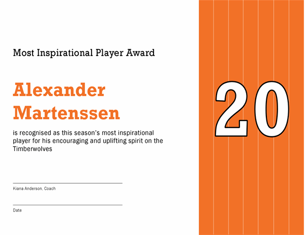 Most inspirational player award 