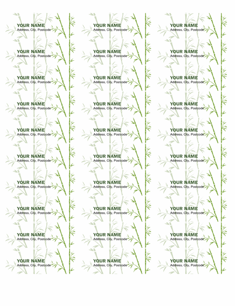 Return address labels (Bamboo, 30 per page, works with Avery 5160)