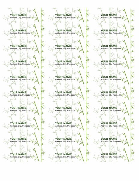 Return Address Labels Bamboo 30 Per Page Works With Avery 5160