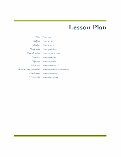 Teacher's lesson plan