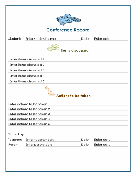 Teacher-parent conference record