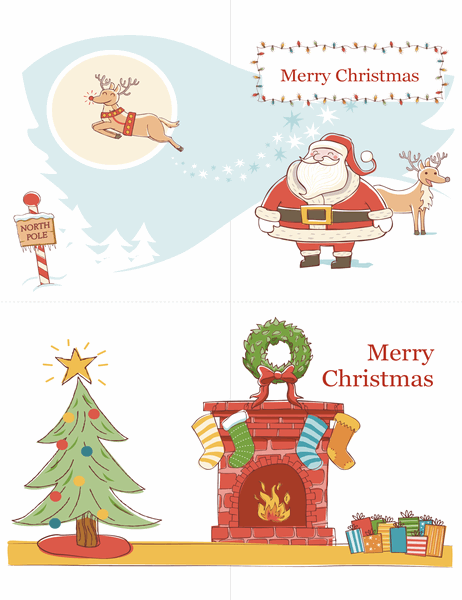 Christmas cards (Christmas Spirit design, two per page)